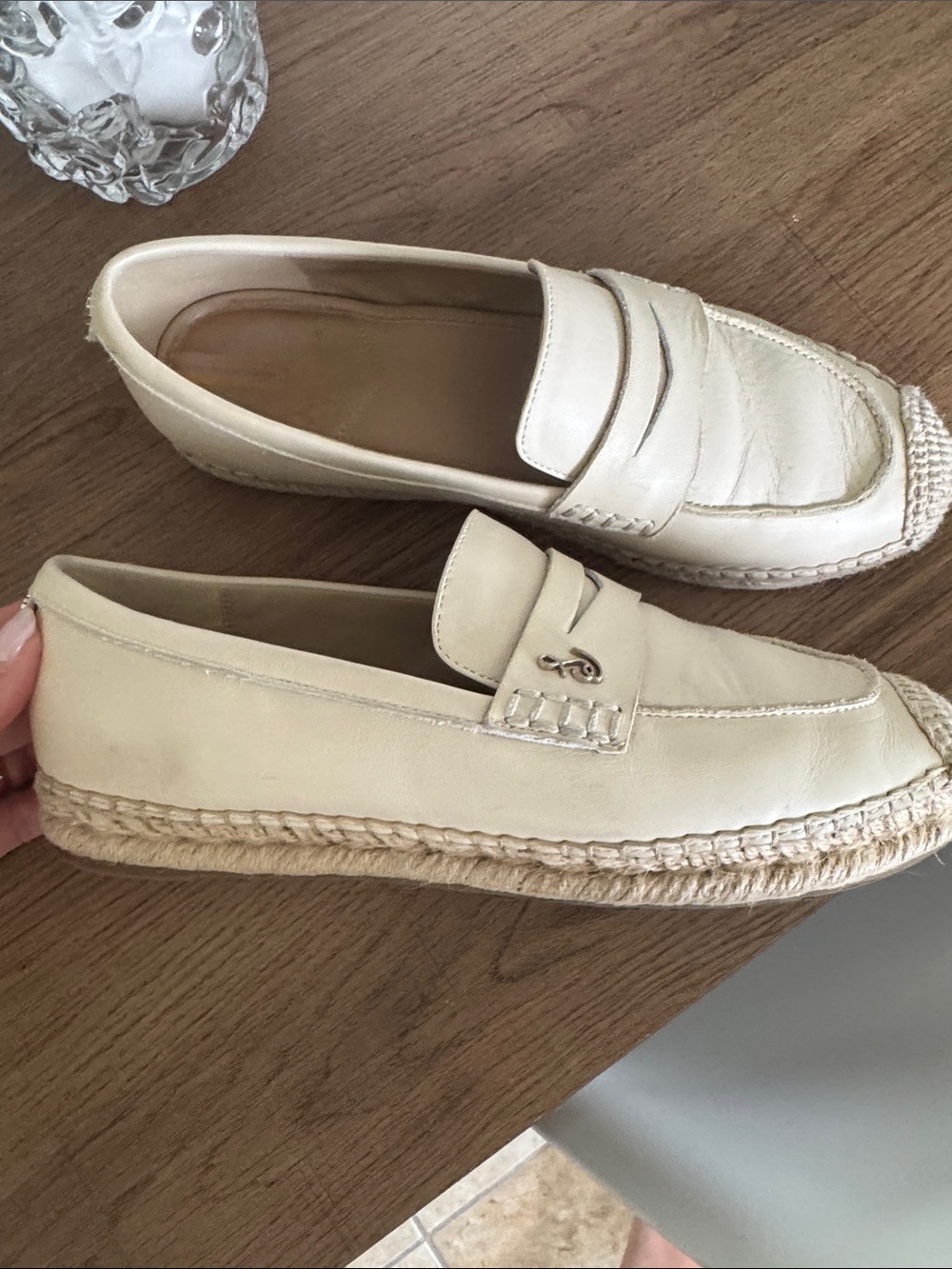 Sam Edelman “Kai” Espadrille Loafers in Ivory leather in size 6.5